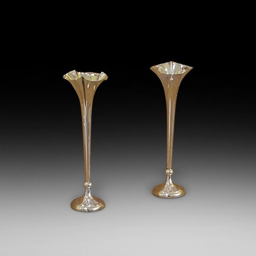 Pair of Edwardian Silver Bud Vases