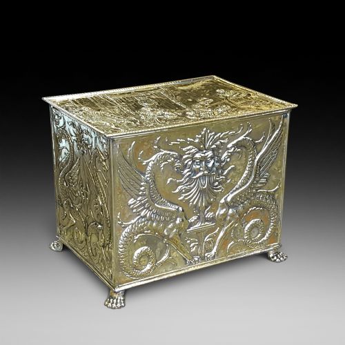 Victorian Pressed Brass Log Bin