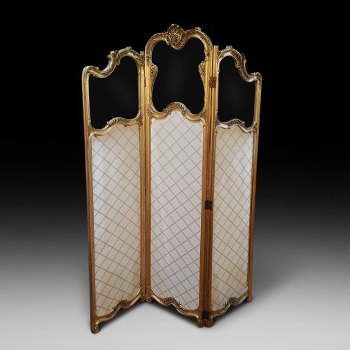 Late19thc Giltwood and Gesso Vanity Dressing Screen