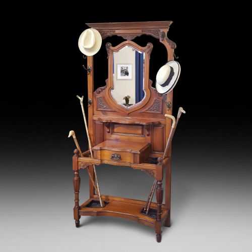 Late 19thc Arts and Crafts Mahogany Hall Stand