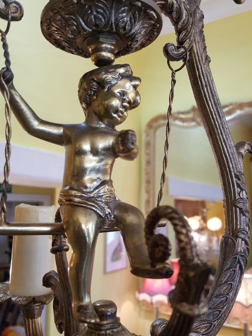 PAIR OF GILT METAL CHANDELIERS - ADDITIONAL PHOTO 4