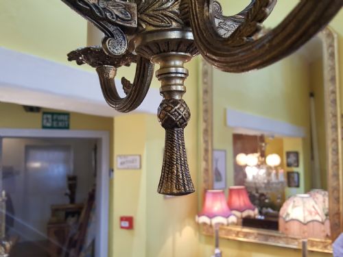 PAIR OF GILT METAL CHANDELIERS - ADDITIONAL PHOTO 5
