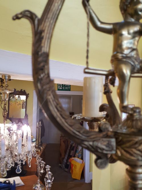 PAIR OF GILT METAL CHANDELIERS - ADDITIONAL PHOTO 6