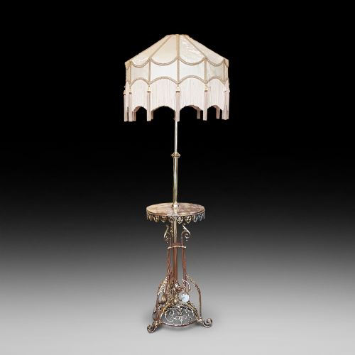 Early 20thc Brass Steamer Standard Lamp