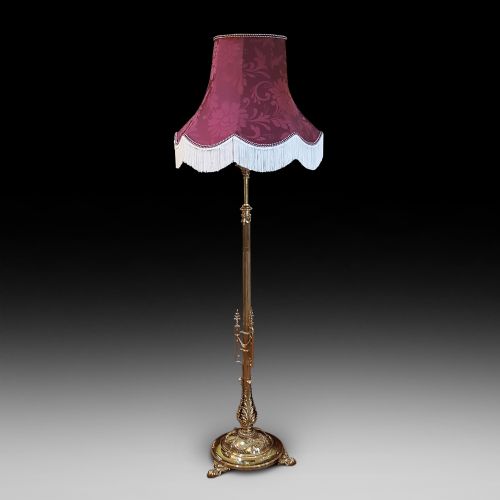 Late Victorian Adam Revival Brass Standard Lamp