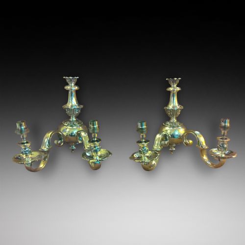 Pair of Late Victorian Brass Wall Lights