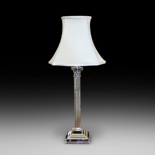 Edwardian Brass Corinthian Column Table Lamp