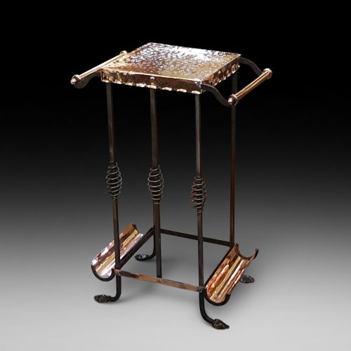 Late 19thc Aesthetic Copper and Steel Umbrela Stand