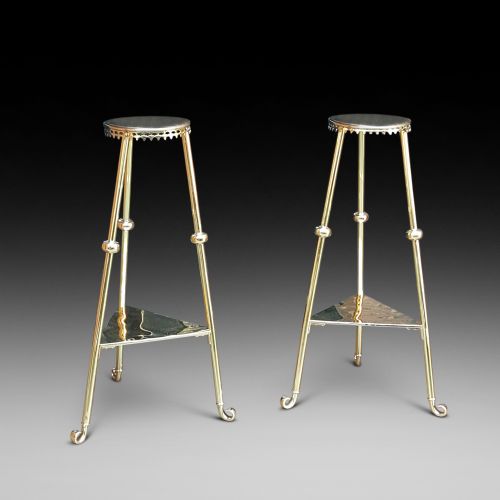 Pair of Victorian Brass Plant Stands