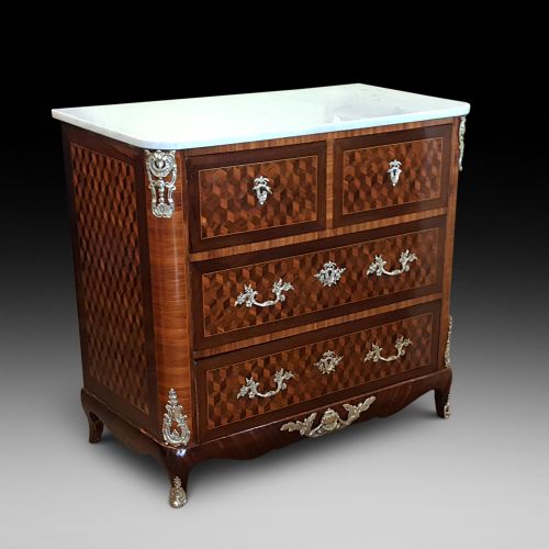 Mid 19thc French  Parquetry Commode