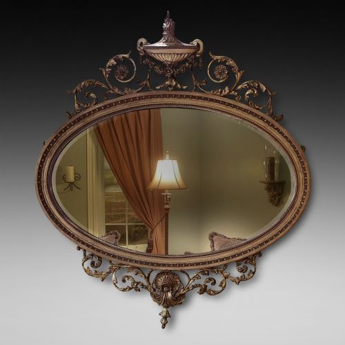Adam Revival Giltwood and Gesso Mirror