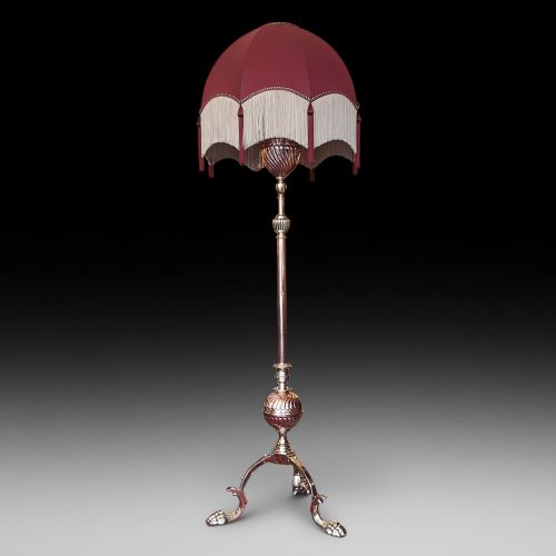 Arts and Crafts Copper and Brass Extendable Standard Lamp