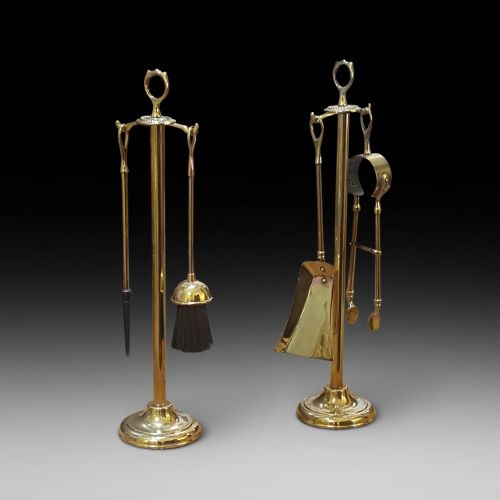 Art Nouveau Brass Fireside Companion Set