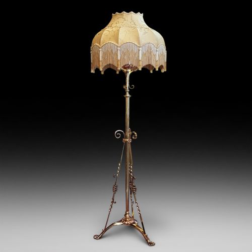 Late 19thc Arts and Crafts Brass Standard Lamp