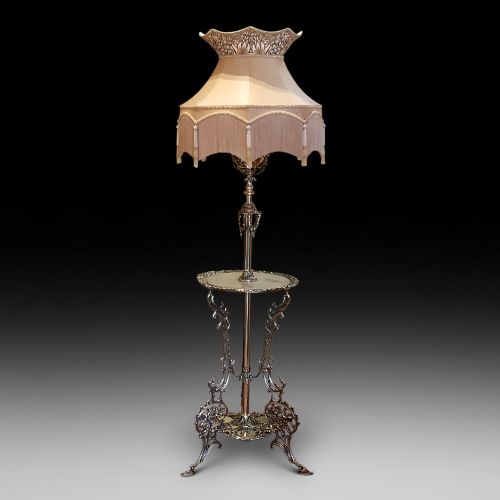 Edwardian Brass Adjustable Standard Oil Lamp