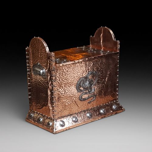 Art Nouveau Copper and Steel Log Box