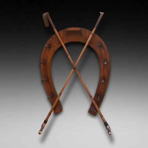 Late 19thc Walnut Hat Rack of Equestrian Theme