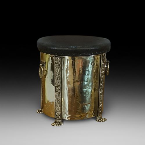 Edwardian Brass Coal Box Stool