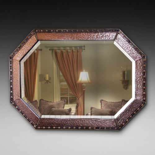 Arts and Crafts Beaten Copper and Brass Mirror