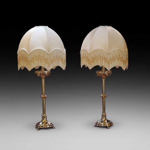 Pair of Late 19thc Brass Alter Sticks