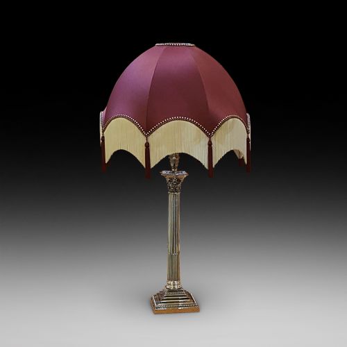 Edwardian Silver Plate Corinthian Column Table Lamp