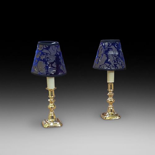 Pair of Victorian Brass Candlesticks Converted to Bedside Lamps