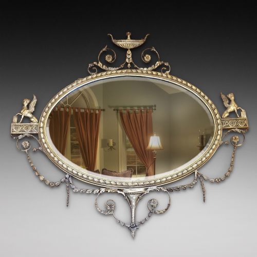 Late 19thc Neoclassical Oval Gilt Mirror