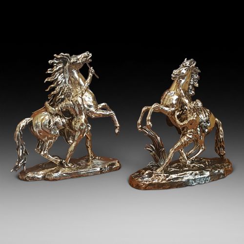 Large Pair of Victorian Brass Marly Horses