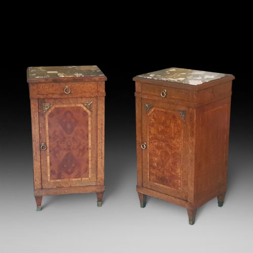 Pair of Late 19thc Burr Walnut Bedside Cabinets