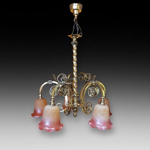 Victorian Brass Gas Powered Chandelie