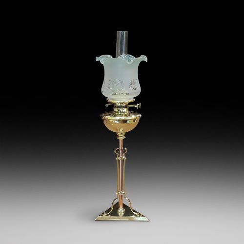 Art Nouveau Copper and Brass Oil Lamp