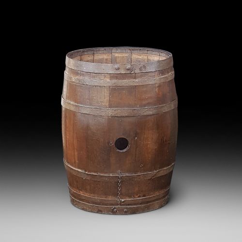 Early 20thc Iron Bound Coopered Barrel