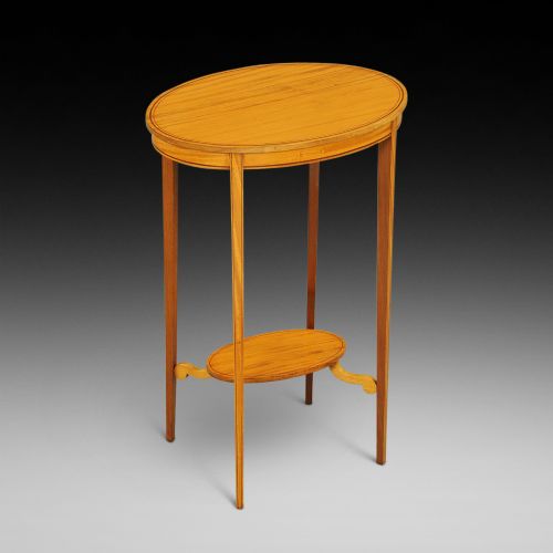 Edwardian satinwood occasional lamp table  
