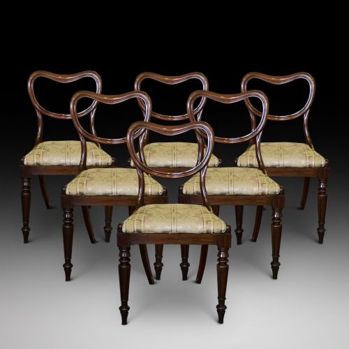Six Late Regency Rosewood Dining Chairs