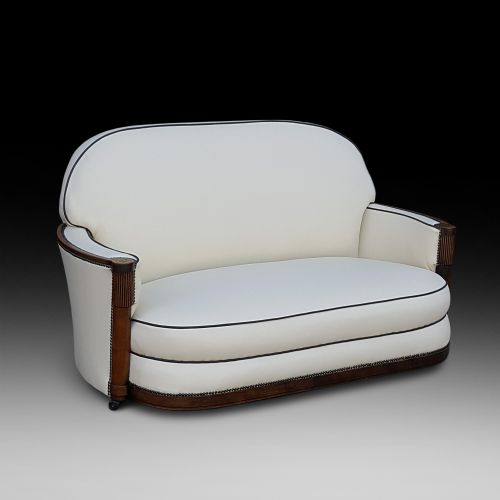 Art Deco Oak Framed Two Seater Sofa Settee