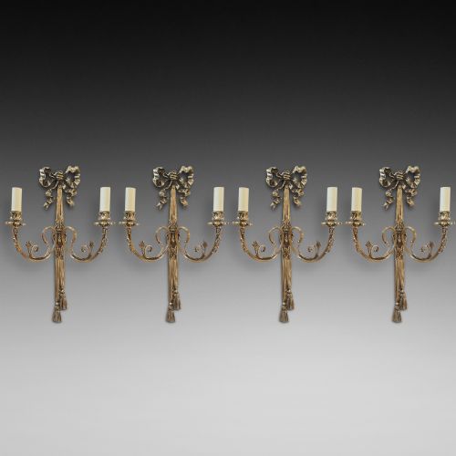Four Early 20thc Louis Xvi Style Brass Wall Lights