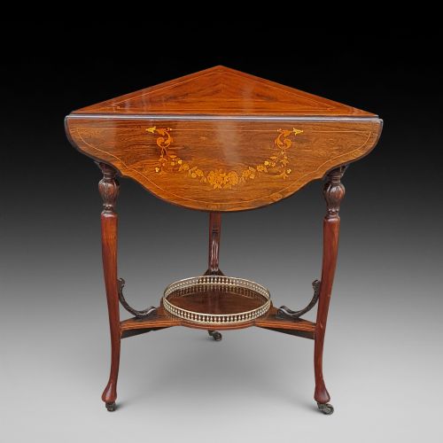Edwardian Inlaid Rosewood Dropleaf Occasional Table