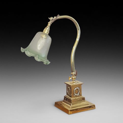 Early 20thc Brass Adjustable Desk Lamp
