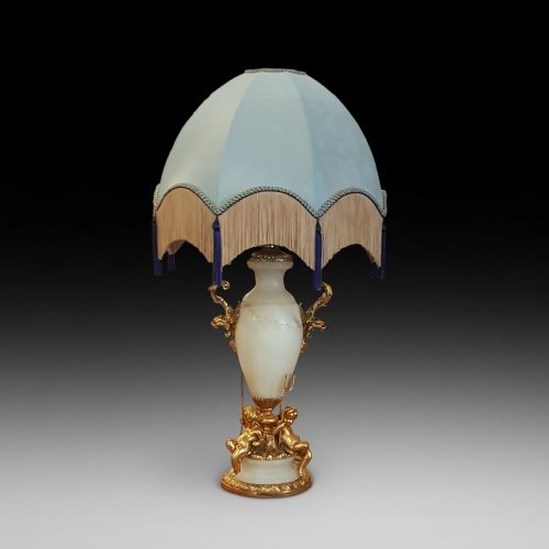 Early 20thc Alabaster and Gilt Table Lamp