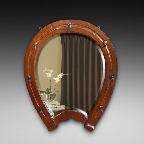 Early 20thc Walnut Framed Horse Shoe Mirror