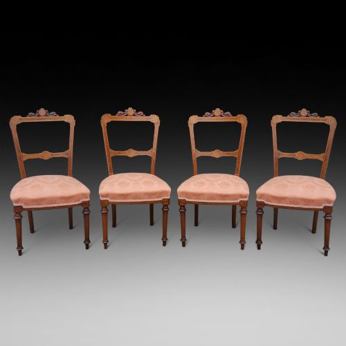 Set of 4 Victorian Walnut Salon Chairs