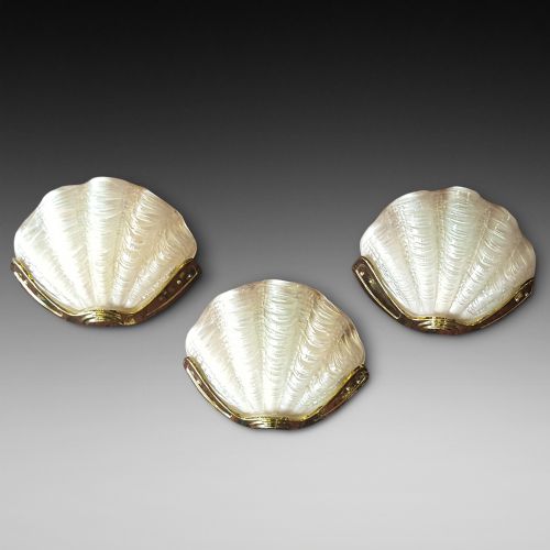 Trio of Art Deco Clam Shell Wall Lights