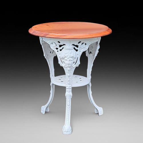 Late 19thc White Painted Cast Iron Britannia Pub Garden Table