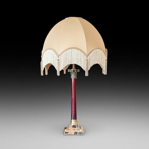 Early 20thc Red Resin Corinthian Column Lamp