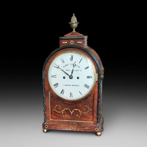 William IV Brass Inlaid Mahogany Mantel Clock