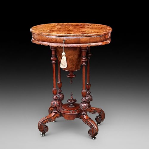 Victorian Burr Walnut Work Table