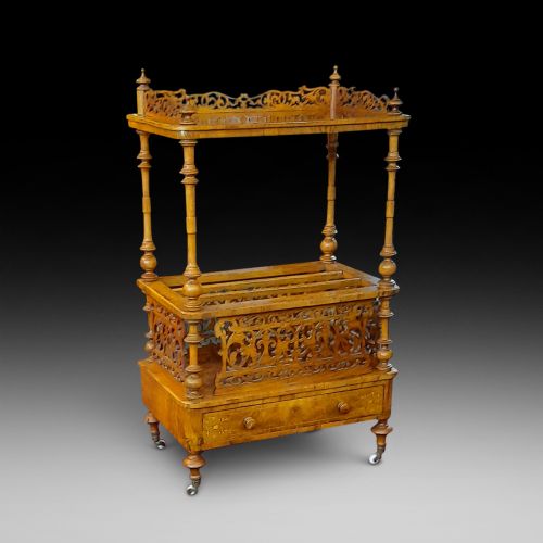 Victorian Burr Walnut Whatnot Canterbury