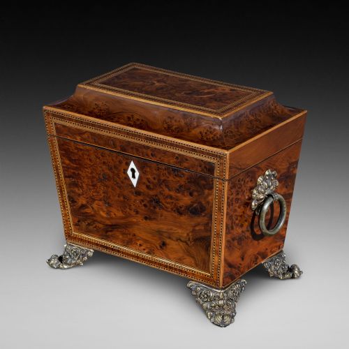 Regency Burr Elm Tea Caddy