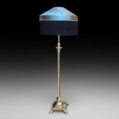 Early 20thc Brass Adjustable Standard Lamp