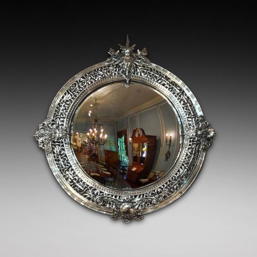 Late 19th Century Brass Framed Convex Wall Mirror